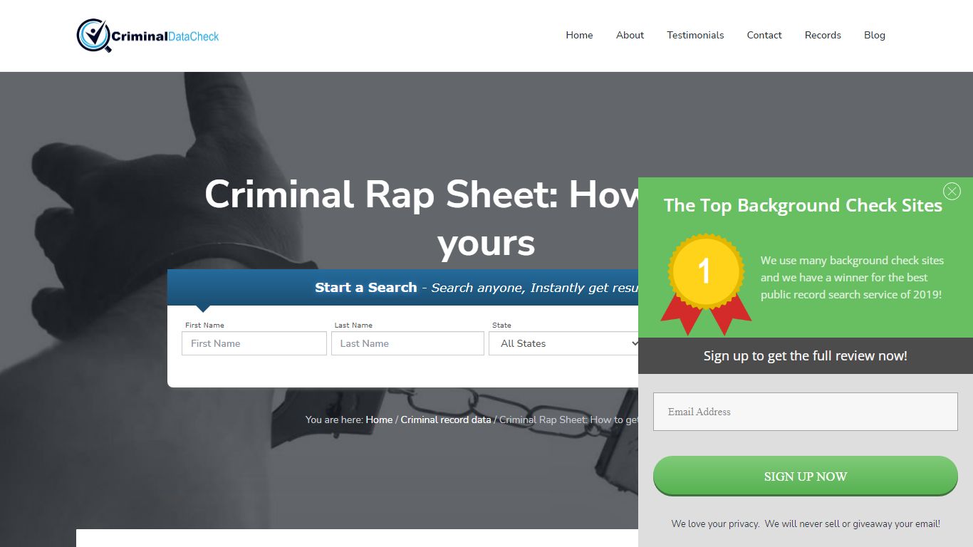Criminal Rap Sheet: How to get yours - Criminal Data Check